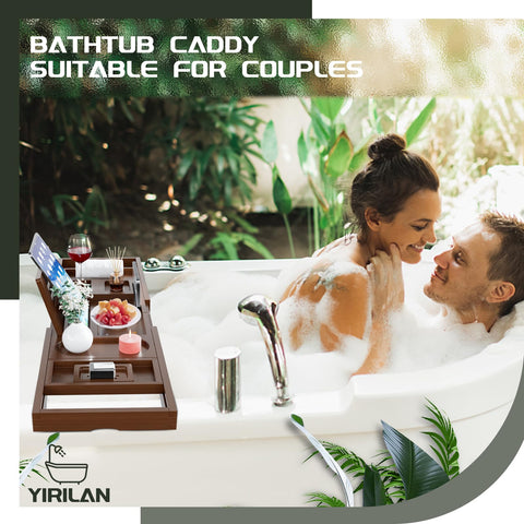Yirilan bamboo bath tray with moisture-resistant and waterproof finish