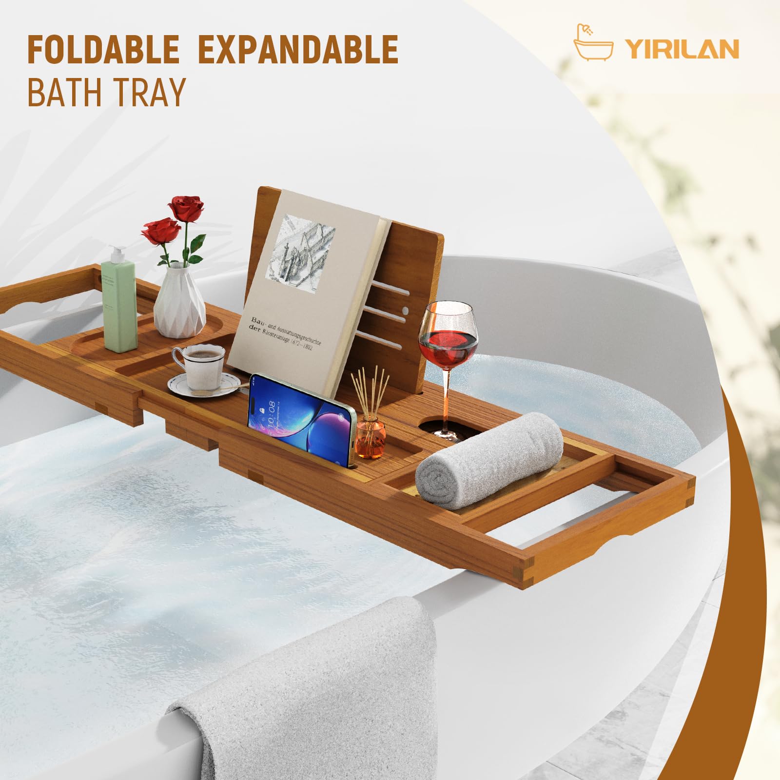 Yirilan free soap dish adds convenient tub-side storage.