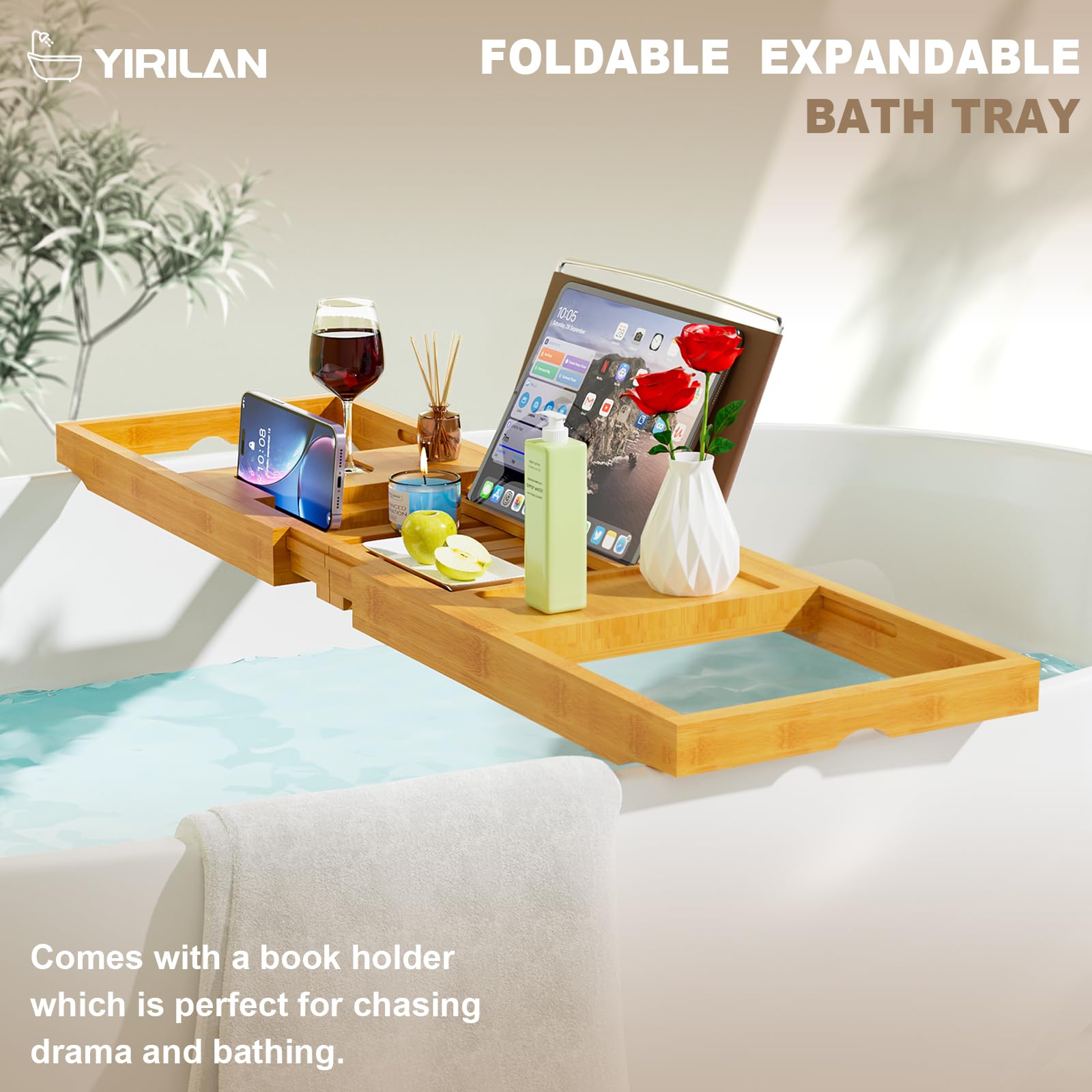 Yirilan bamboo bath tray makes a thoughtful gift for spa lovers.