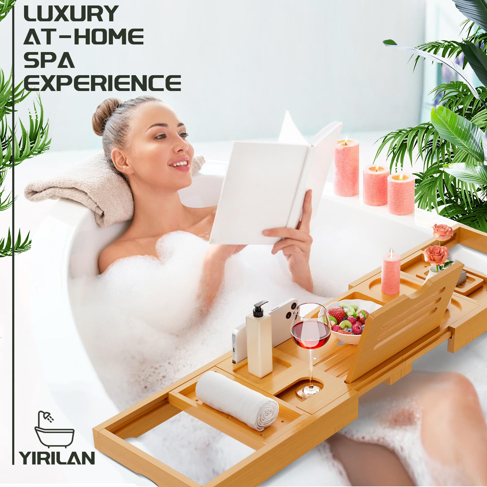 Free soap dish included with the Yirilan bathtub tray for organization.