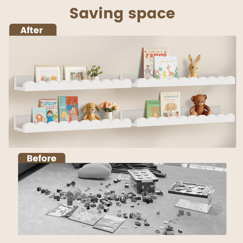 Yirilan shelf shown with hardware for quick installation.