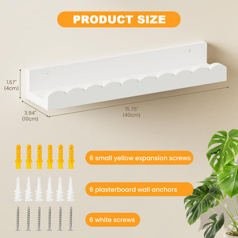 Yirilan shelf with front guardrail helps items stay in place during play.