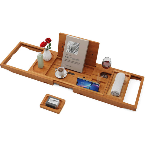 Yirilan lacquered bamboo tray is durable and water-resistant for busy baths.