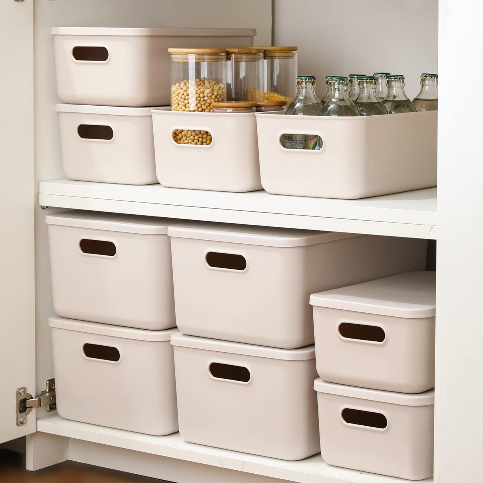 Yishyfier small gray basket with lid for desk organization
