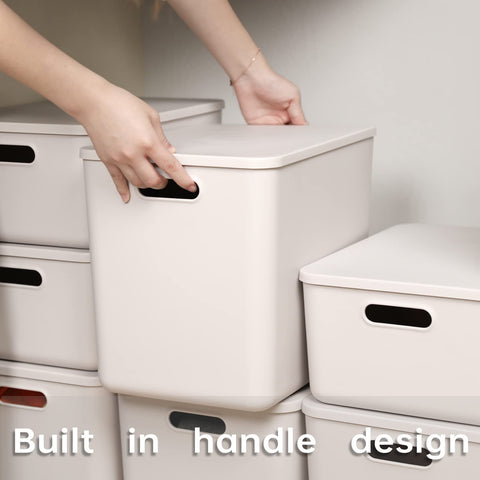 Yishyfier lid storage basket large stack demonstrates space saving on shelves.
