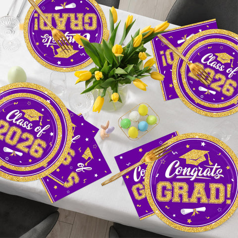 YISKUOPU Class of 2026 plates 7 inch for coordinated serving