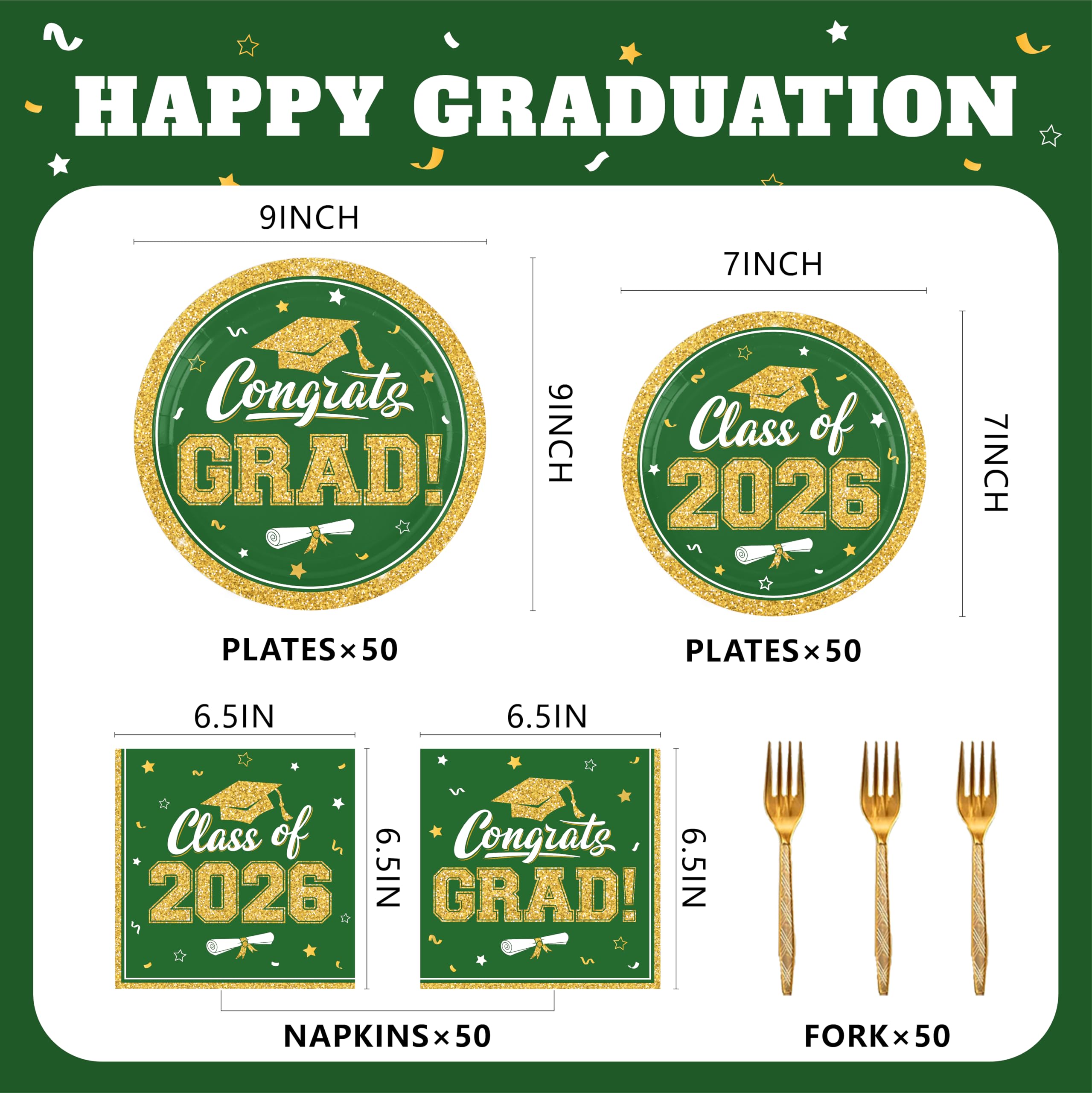 YISKUOPU green gold graduation napkins, absorbent and festive for toasts