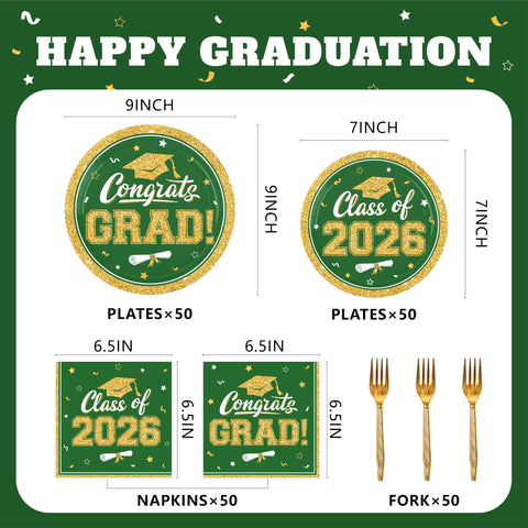 YISKUOPU green gold graduation napkins, absorbent and festive for toasts