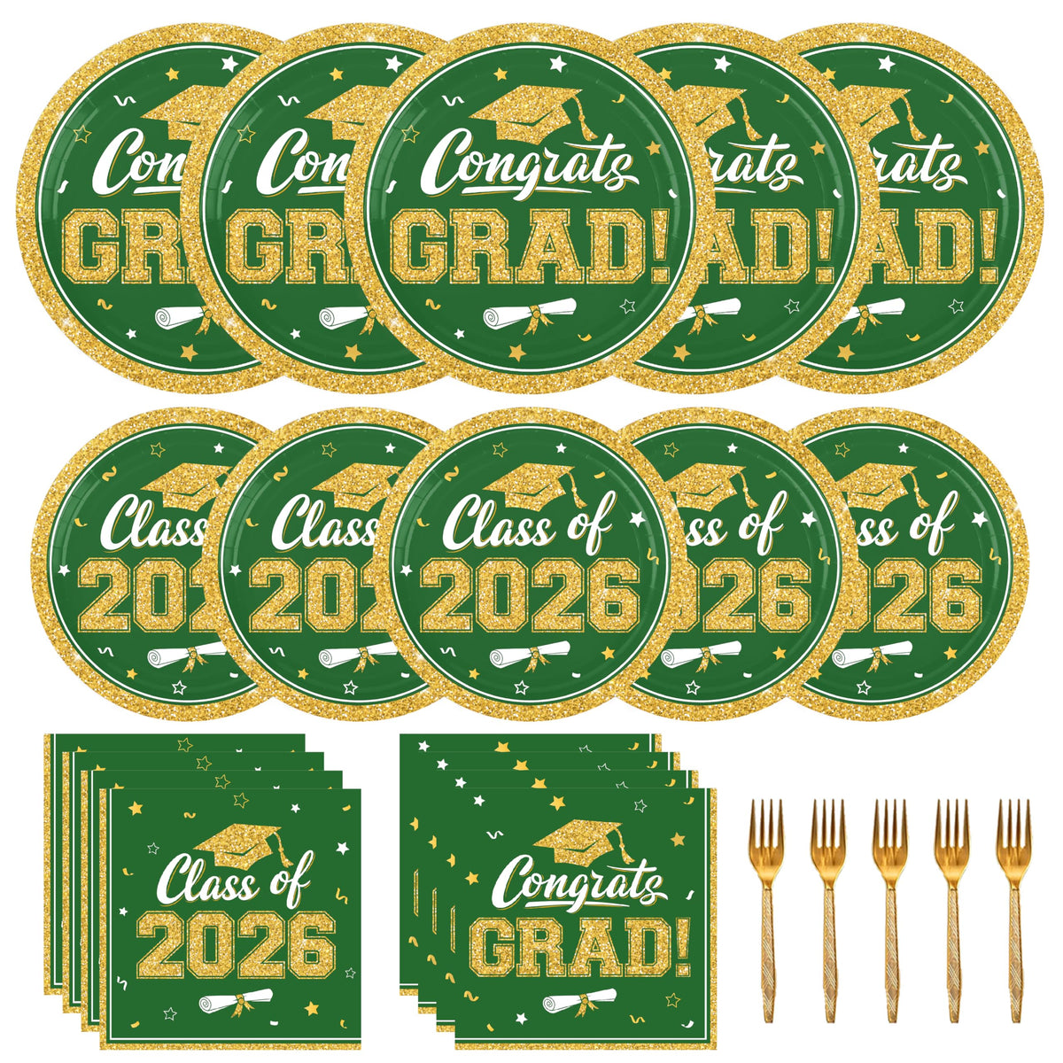 YISKUOPU green gold graduation plates 9-inch for easy serving and quick cleanup