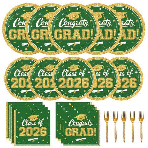 YISKUOPU green gold graduation plates 9-inch for easy serving and quick cleanup