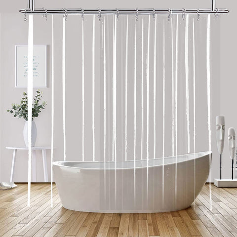 YISURE clear panel curtain highlights roomier view and light entry in bath.
