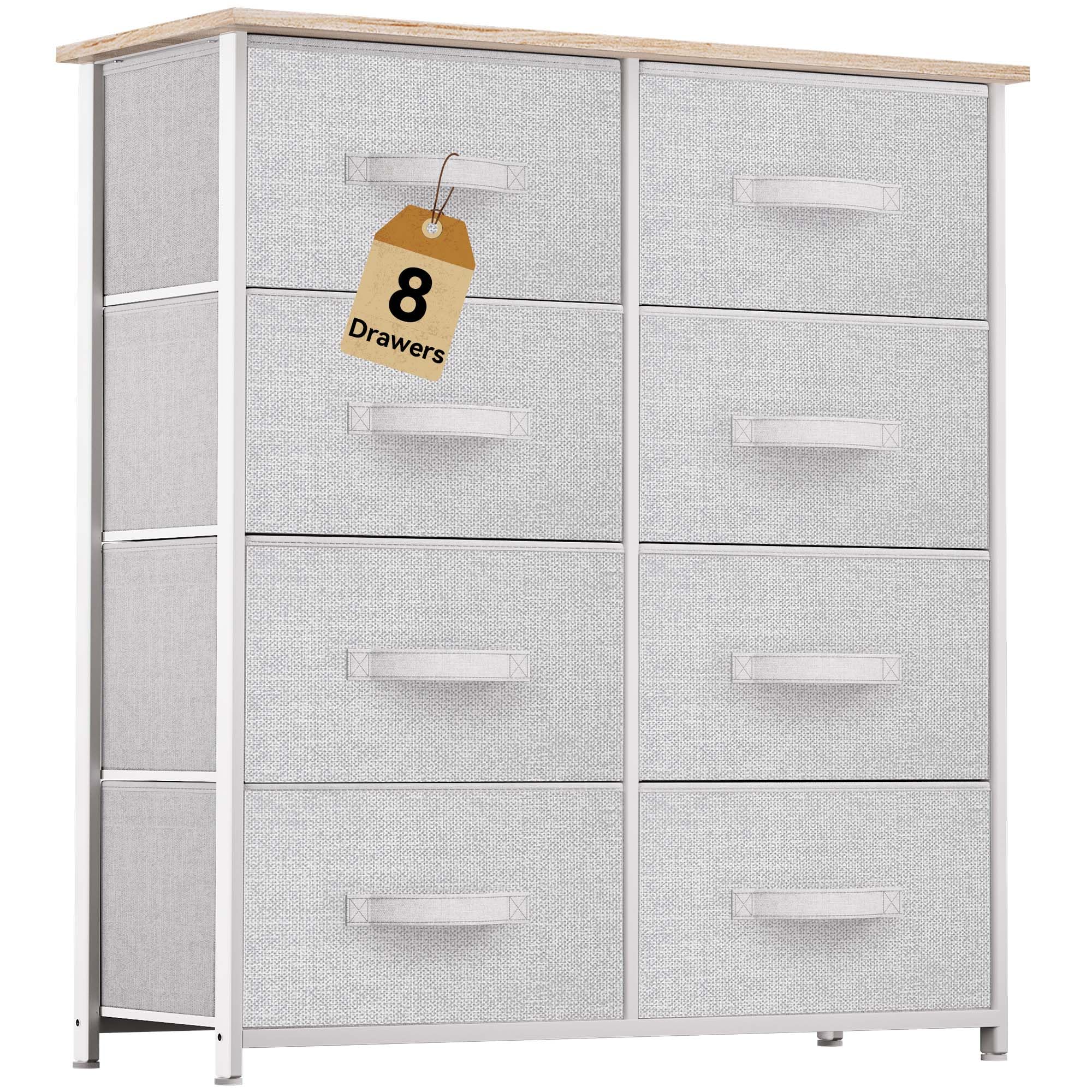 YITAHOME 8-drawer dresser with fabric drawers and wooden top for organized storage.