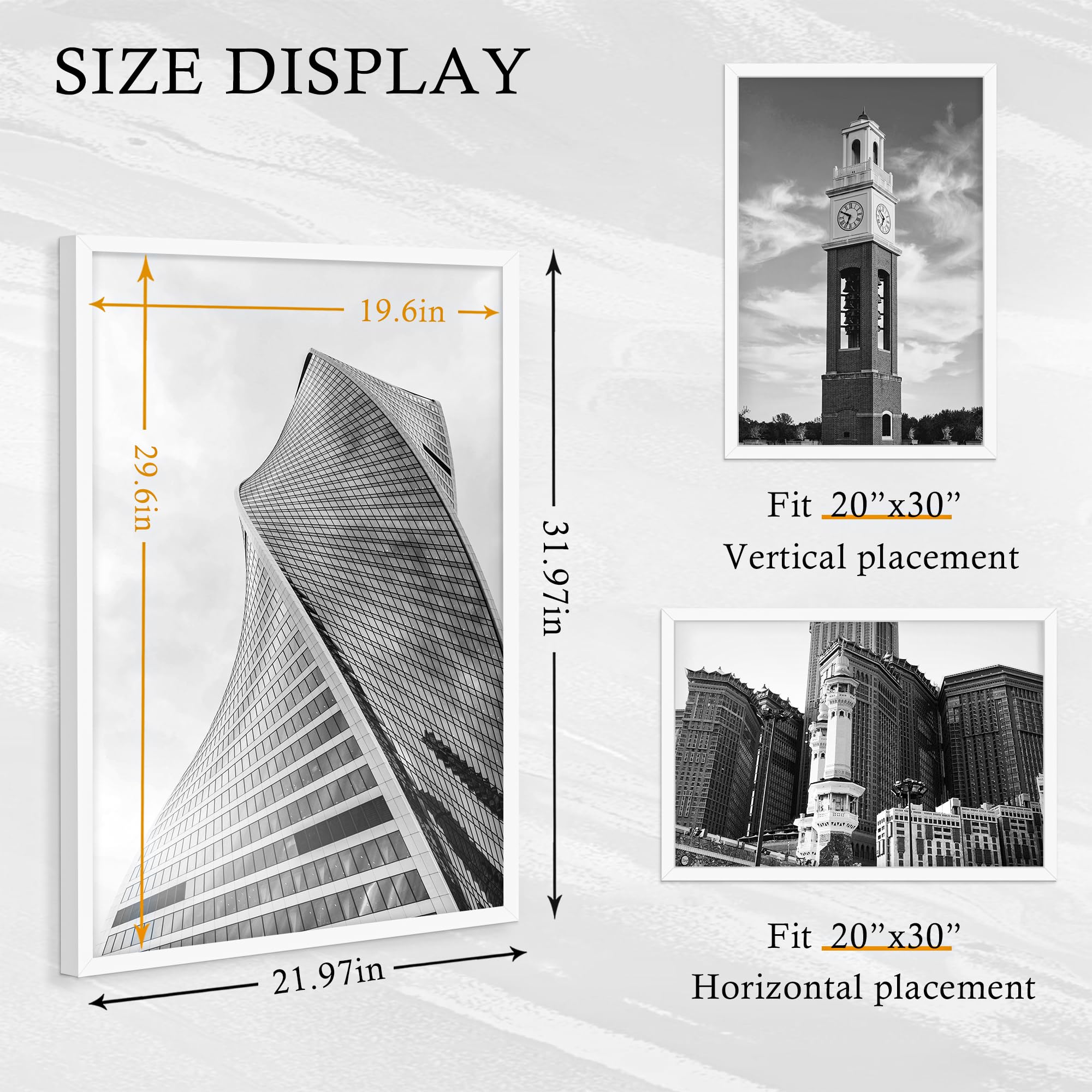 YiTanli 20x30 white frame rotating buckle enables quick photo swap
