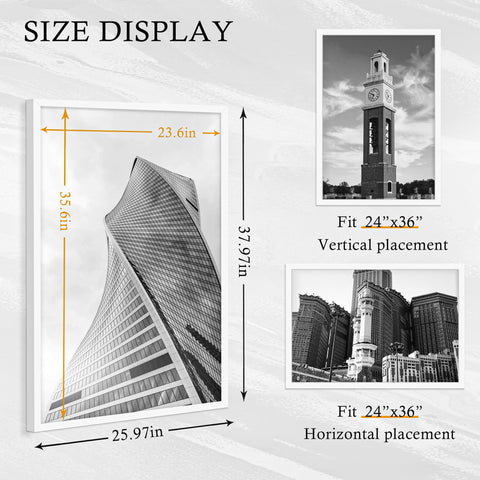YiTanli 24x36 poster frame back view shows hanging hardware for versatile mounting.