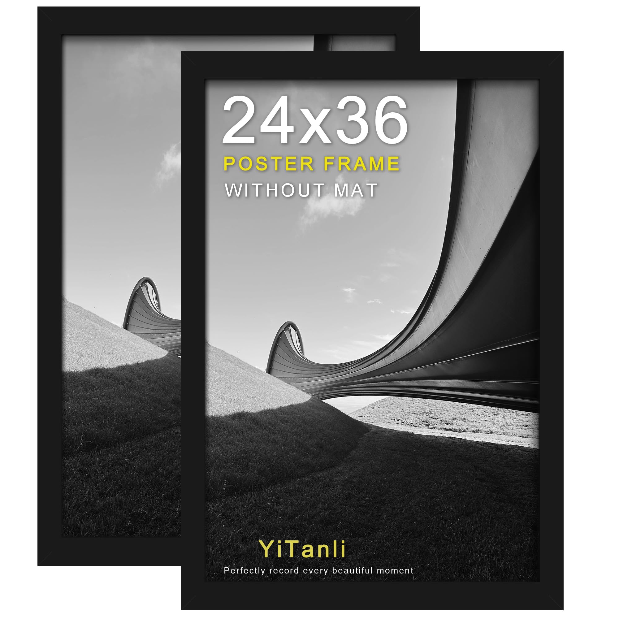 YiTanli 24x36 poster frame front view with a sleek black matte finish.