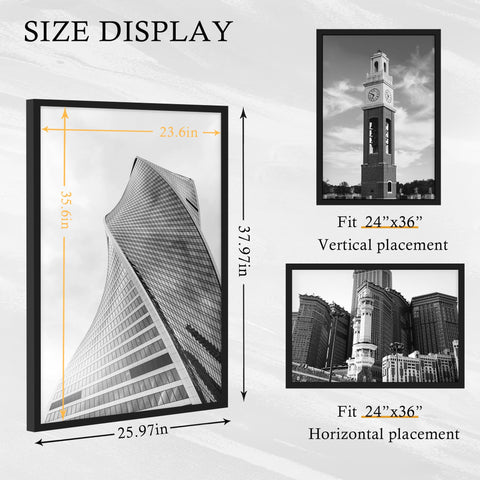 YiTanli poster frame side view shows durable engineered wood and matte elegance.
