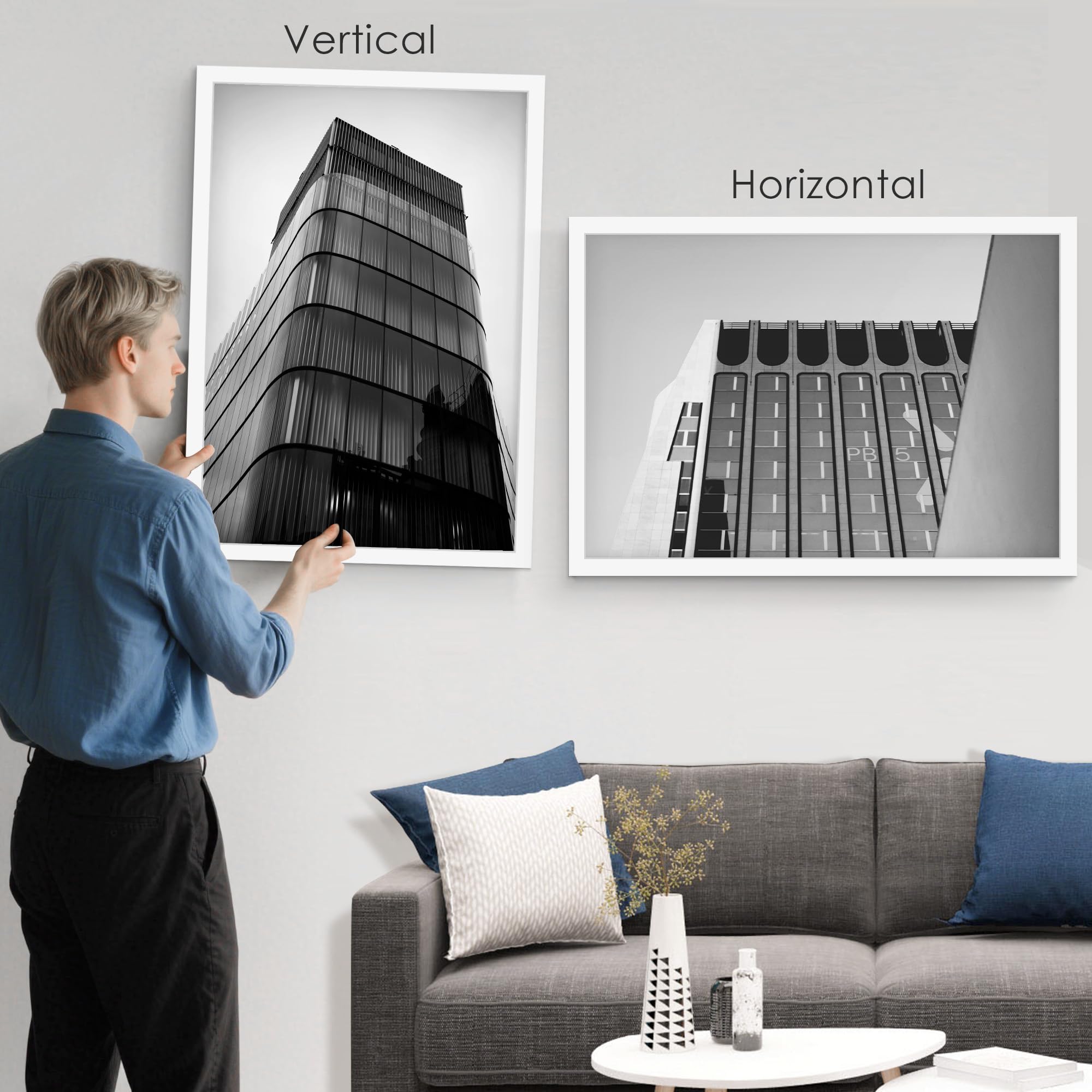 YiTanli white frame suits living room or gallery spaces.