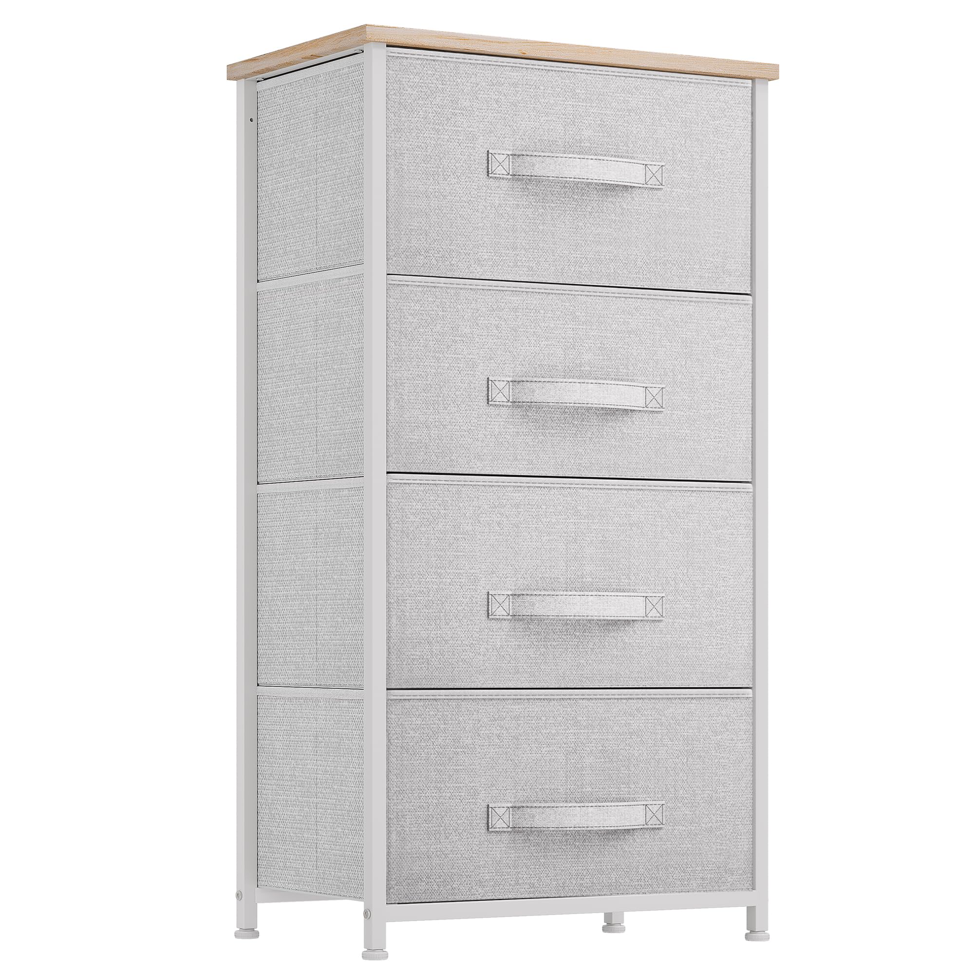 YITAHOME dresser with four fabric drawers and metal frame, ideal for organized bedroom storage.