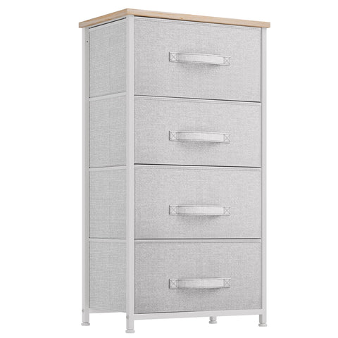 YITAHOME dresser with four fabric drawers and metal frame, ideal for organized bedroom storage.