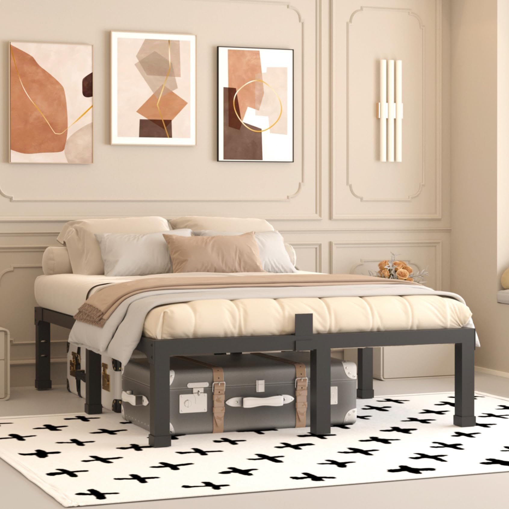 Yitong Angel 14-inch bed frame front view with durable frame lines.