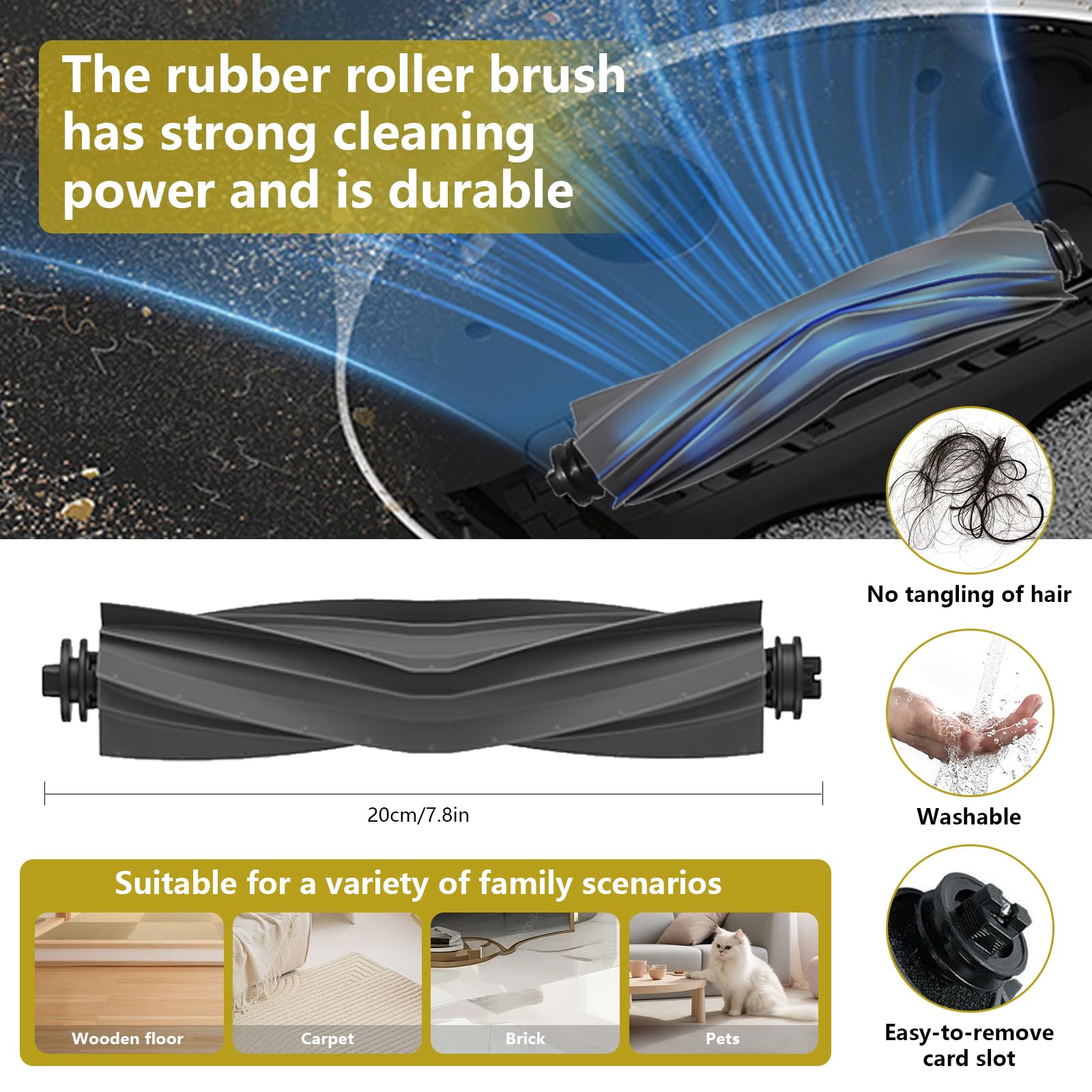 Yivy Dreame side brushes set reaches deep into floor gaps for thorough cleaning.
