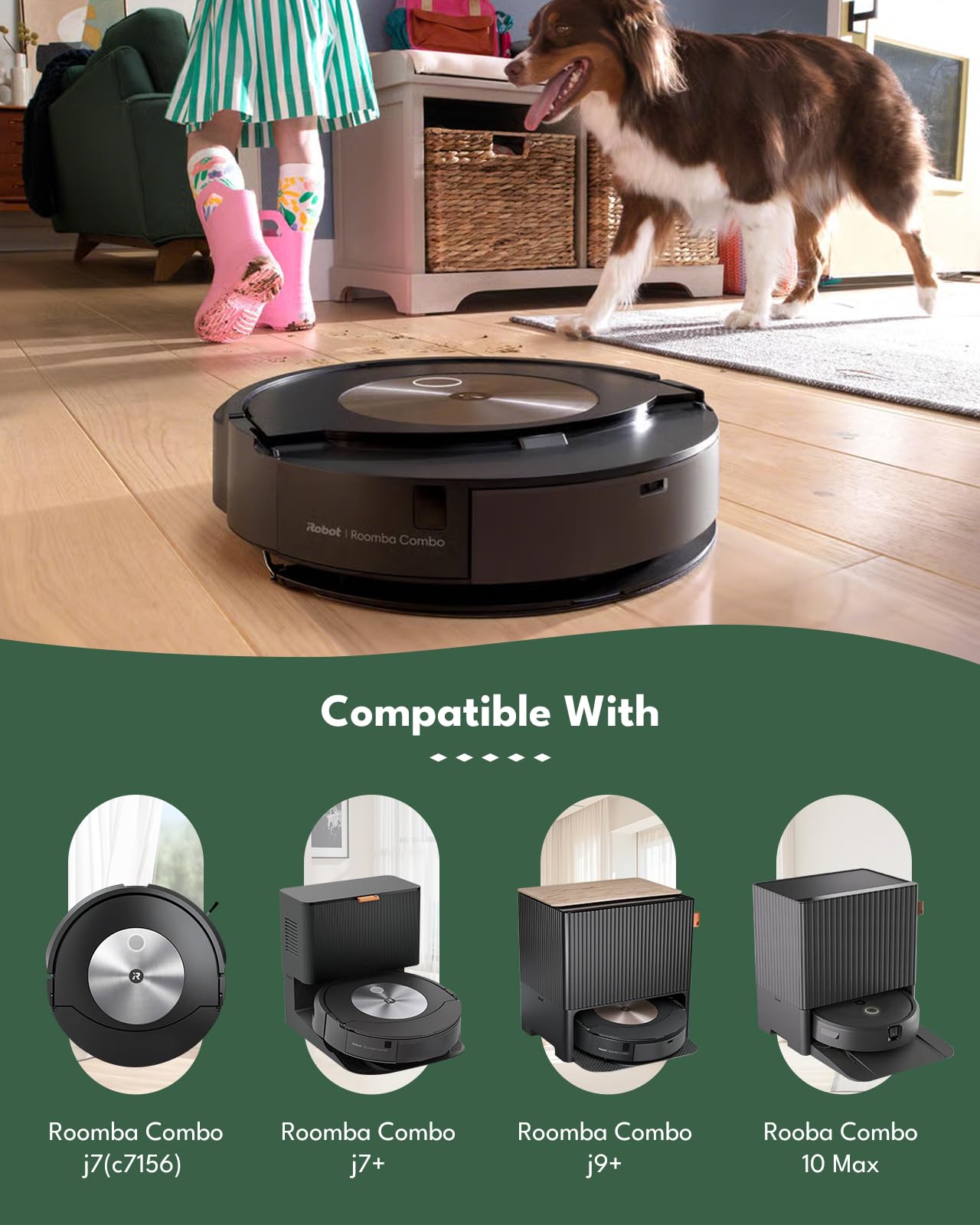 Yivy Roomba Combo J7+/J9+ side brushes reach corners and gaps