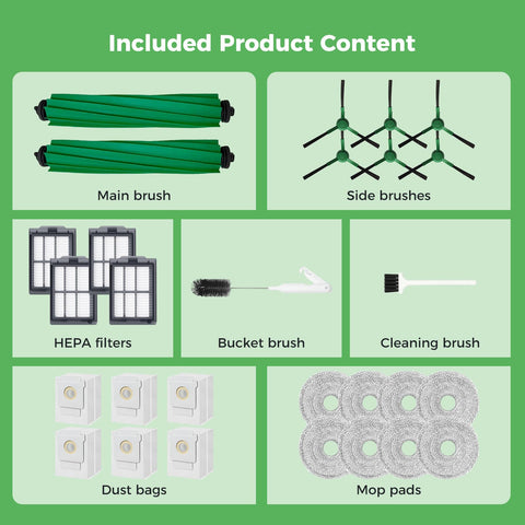 Yivy Roomba Plus packaging highlights the complete 28-piece accessory set