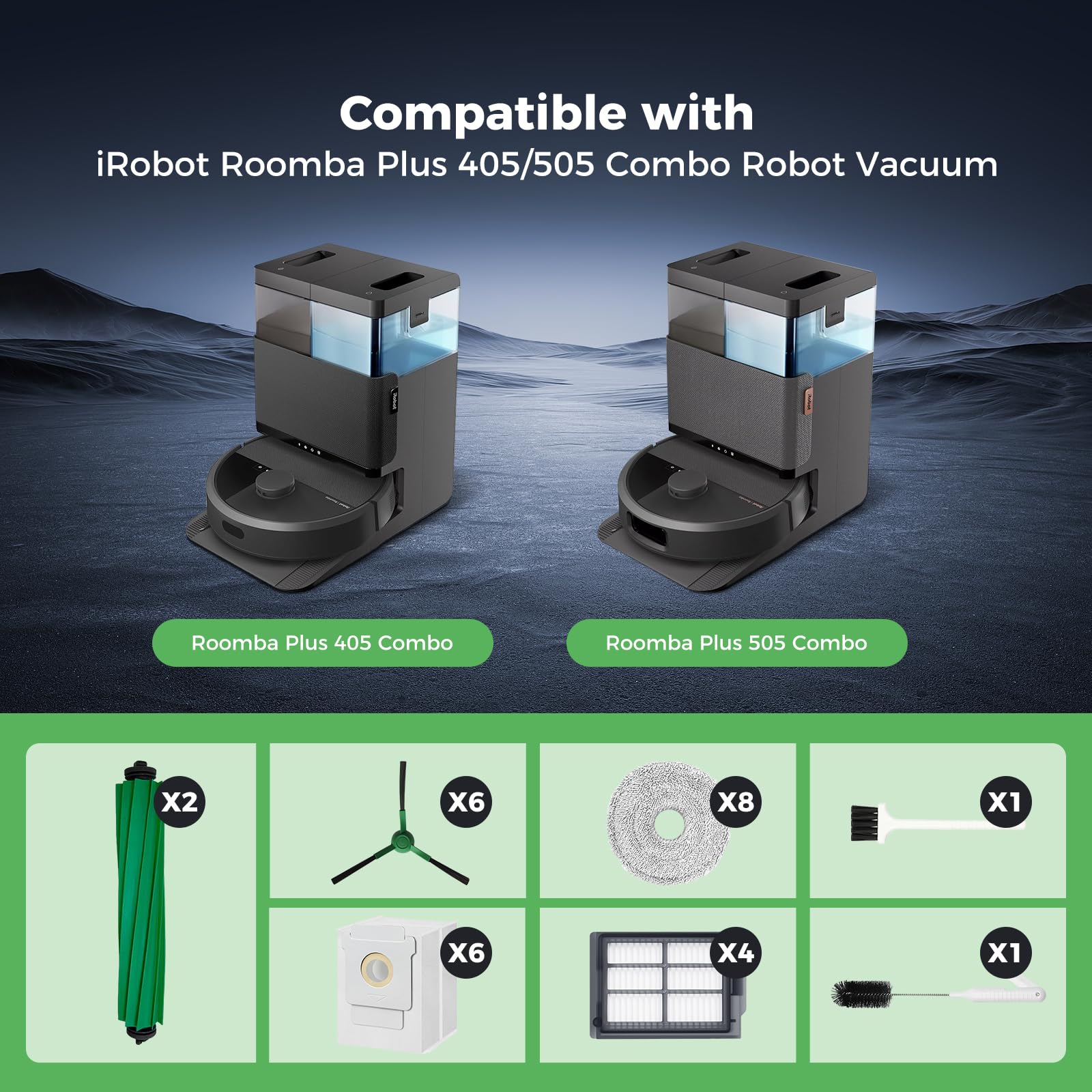 Yivy Roomba Plus side brushes bundle improves edge and corner debris pickup