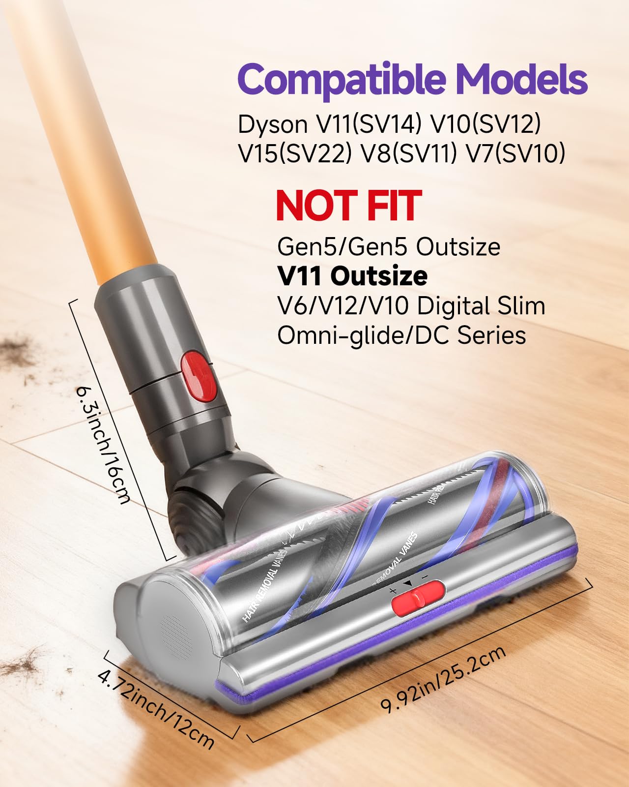 Yivy V11 head side view highlights slim profile for hard-to-reach areas.