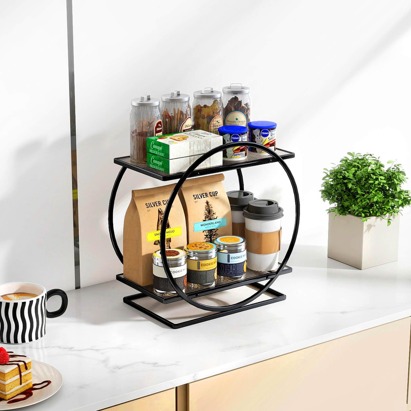 YIWANFW durable two-tier design made of metal and acrylic.
