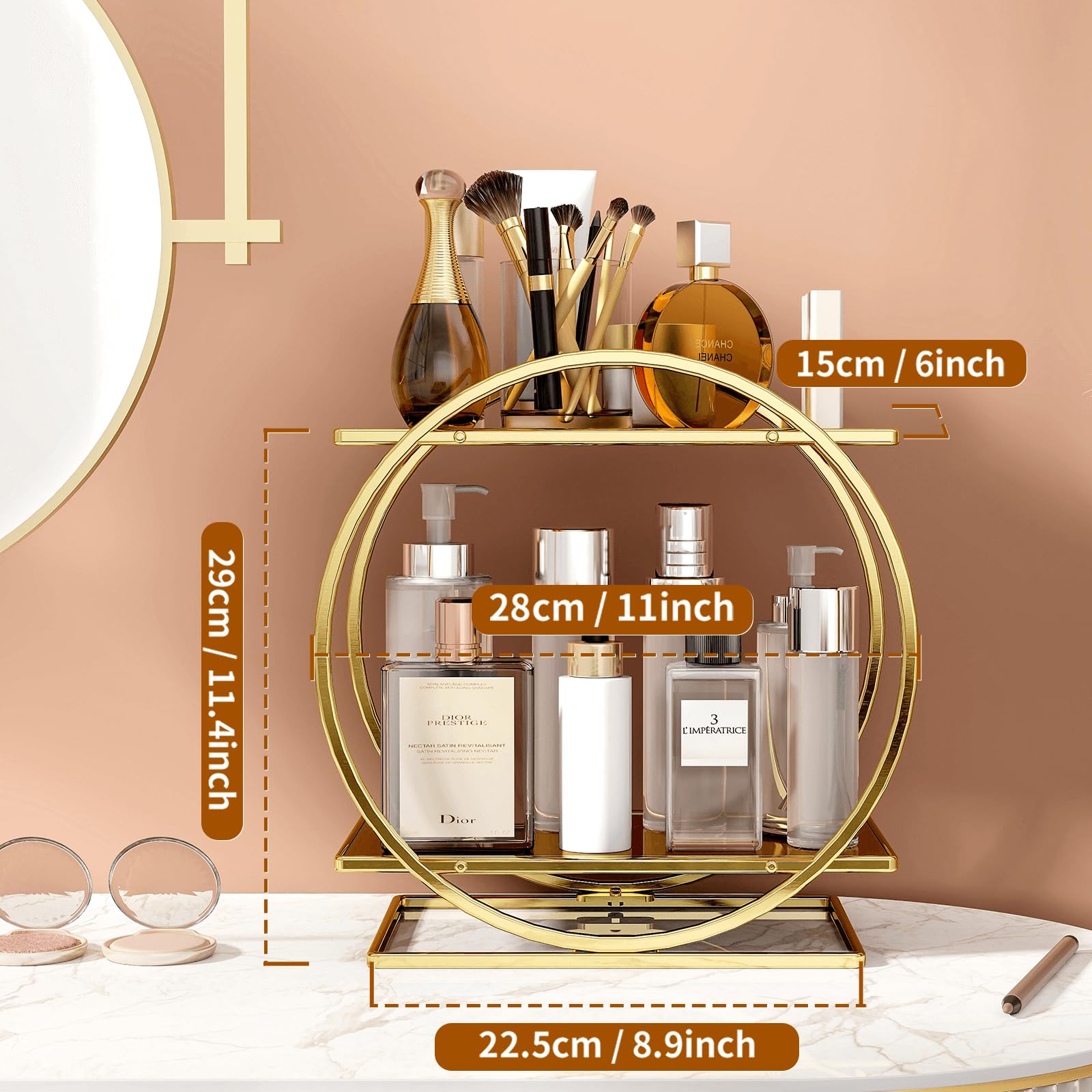 YIWANFW vanity storage shelf holds perfume and skincare neatly