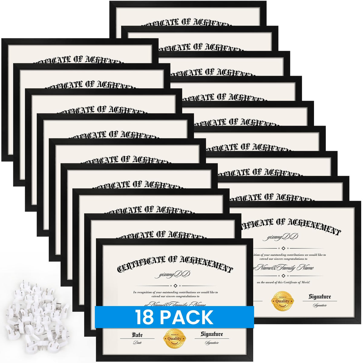 YixangDD 18-pack certificate frame front view for a sleek diploma display
