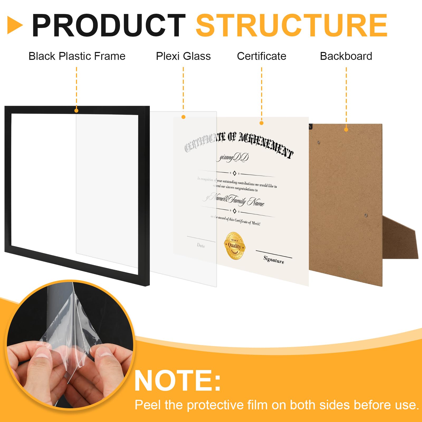 YixangDD certificate frame with clear plexiglass protects diplomas from dust and moisture