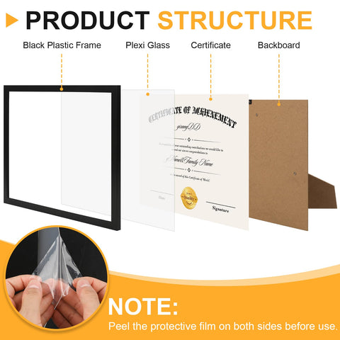 YixangDD certificate frame back with kickstand for easy tabletop display