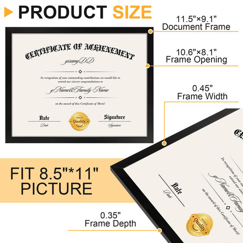 YixangDD diploma frame back features flip taps for quick document changes