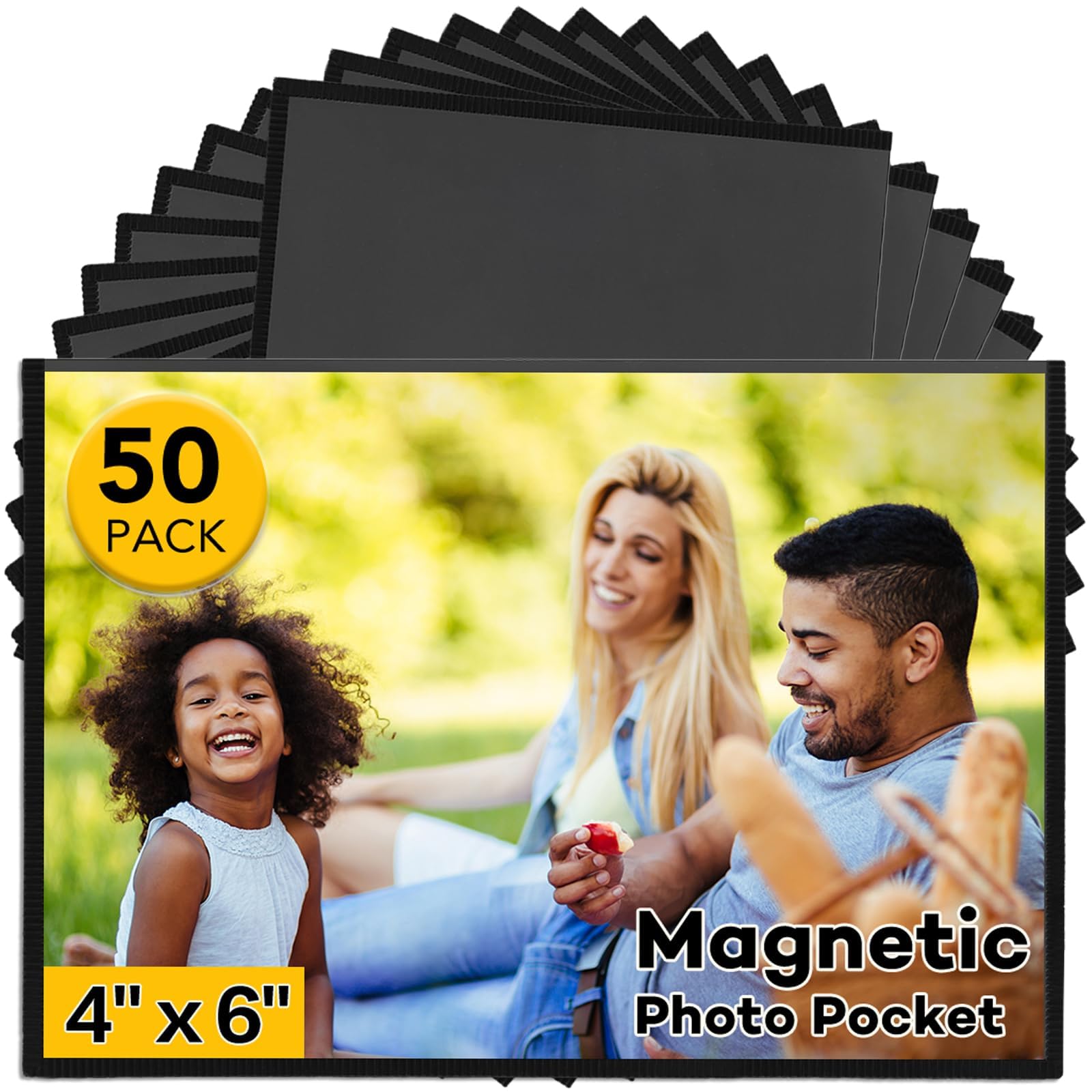 YixangDD magnetic photo frame on fridge secures 4x6 memories.