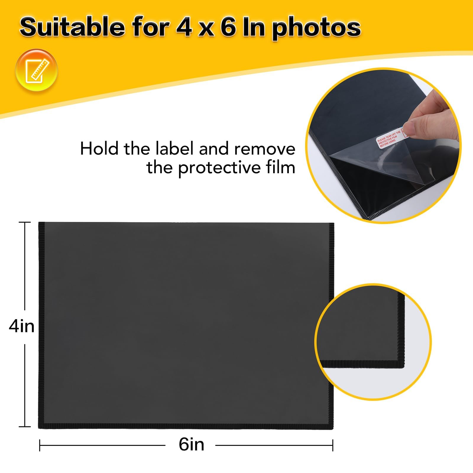 Close-up of black magnetic frame showing clear protective pocket.
