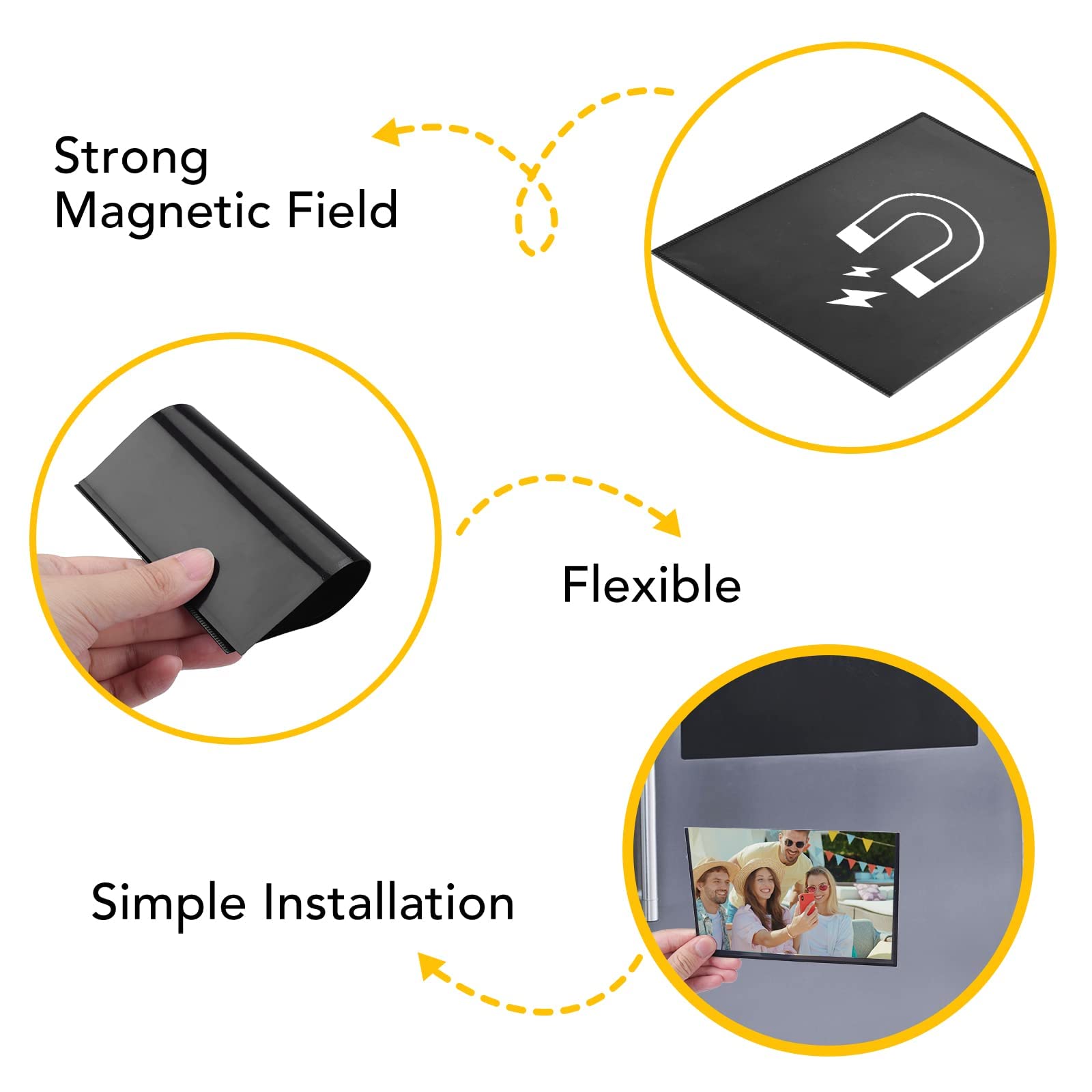 Scratch-resistant pocket protects photos while displayed.