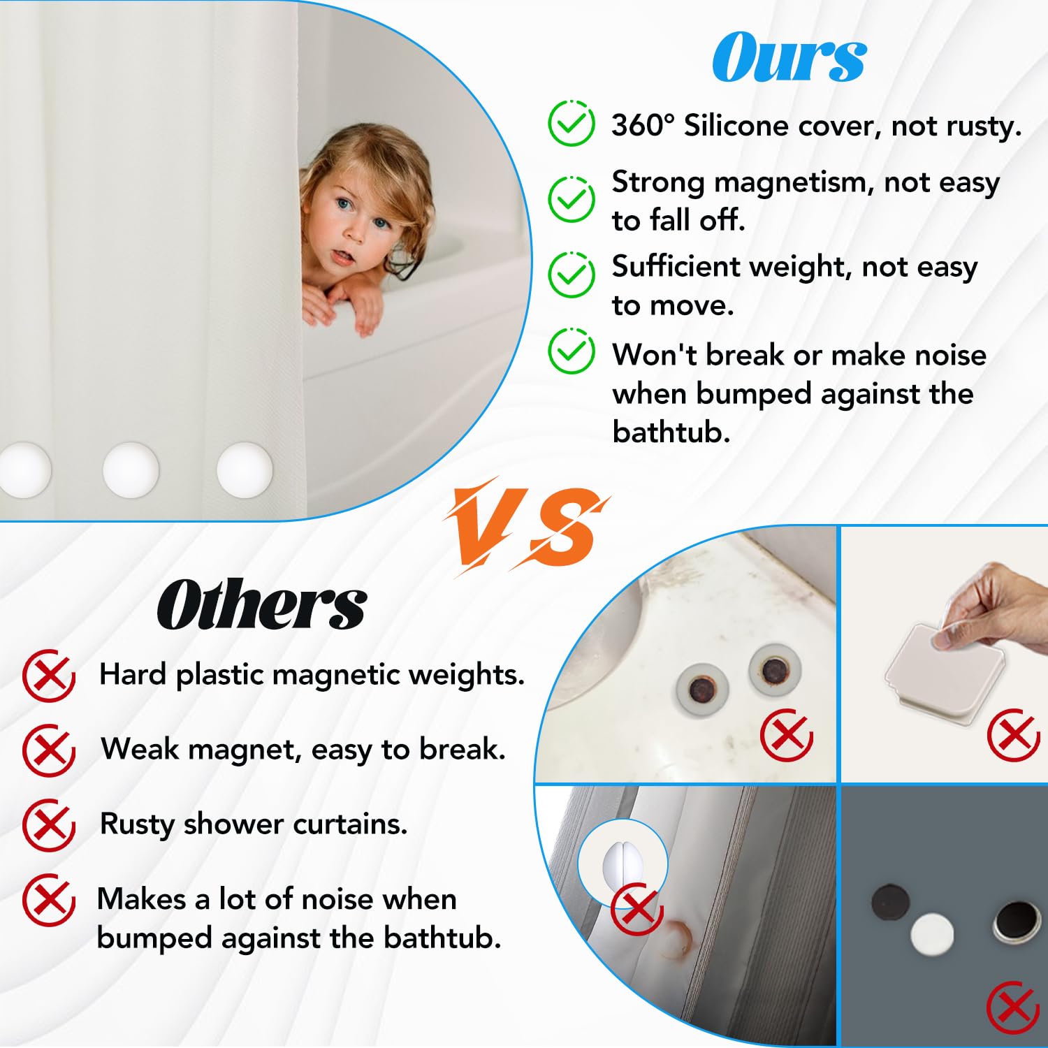YixangDD rubber-coated magnets protect fabrics and tub surfaces.