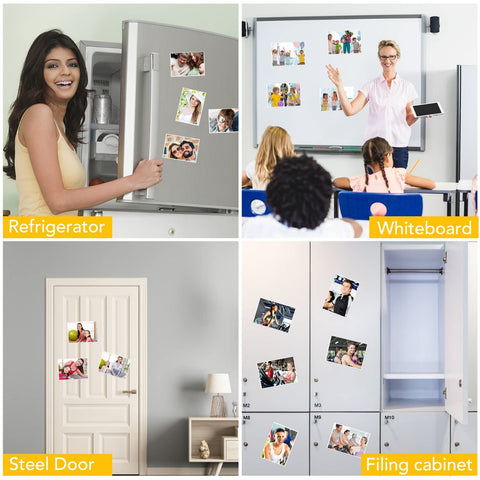 YixangDD white frame on fridge surface displaying photos.