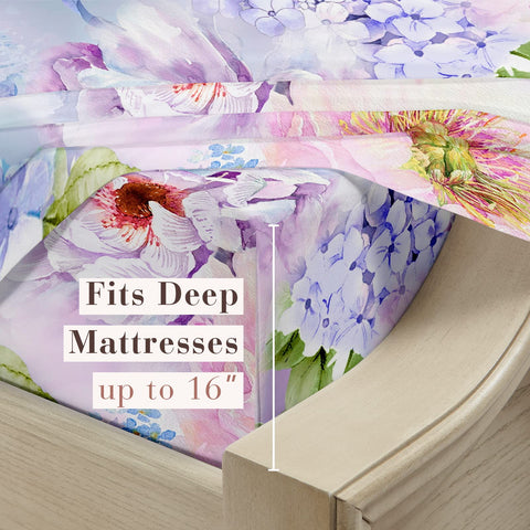 YIYEA Queen Sheet Set floral pattern adds bedroom charm