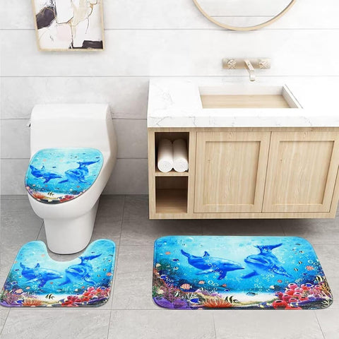 Yizheer U shape bath rug offers soft absorbent floor support.