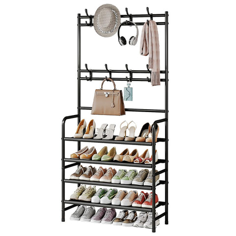 YIZAIJIA coat rack with 8 hooks for organized entryway storage.