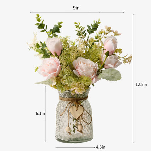 YJ fake flowers with vase arranged as a dining table centerpiece