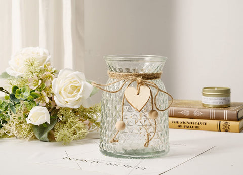 YJ graceful vase with hemp rope complements rustic or farmhouse decor.