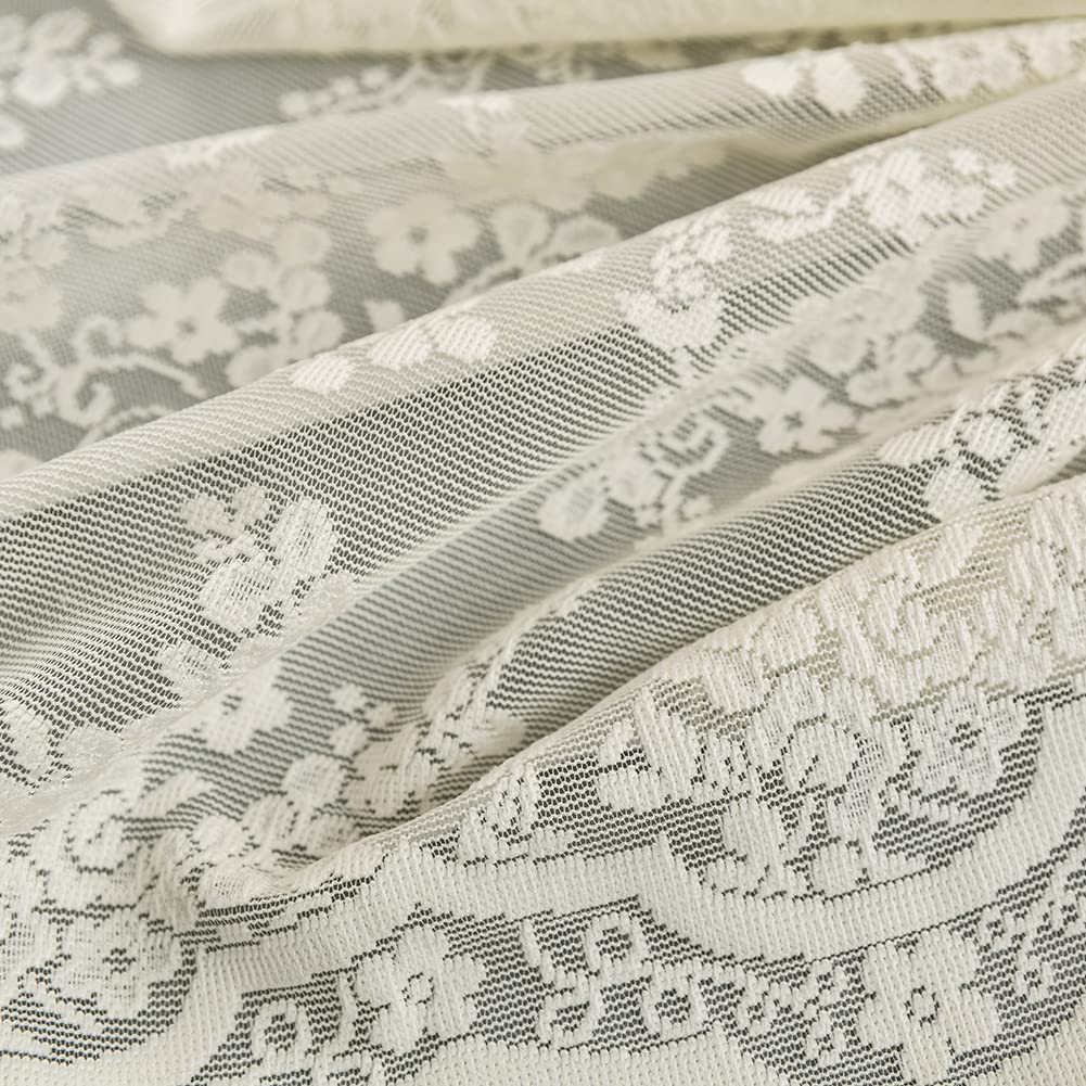 YJ YANJUN ivory lace curtain care-ready; machine washable for easy cleaning.