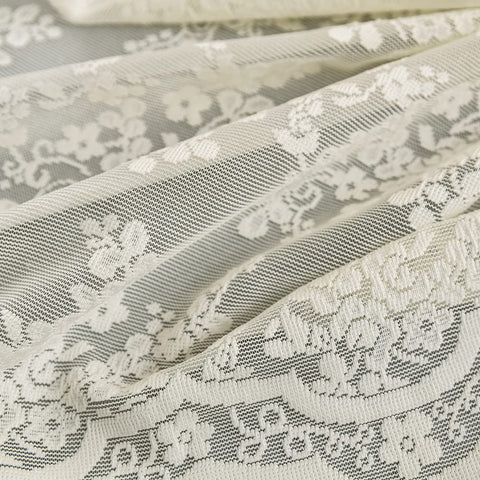 YJ YANJUN ivory lace curtain care-ready; machine washable for easy cleaning.