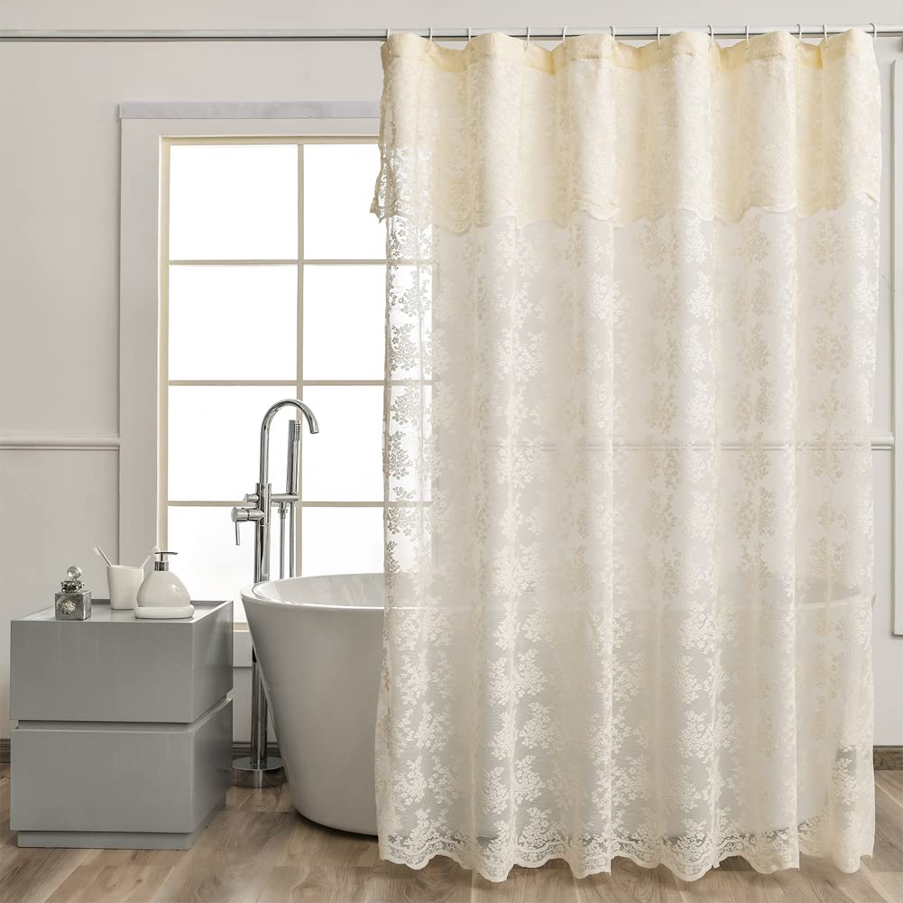 YJ YANJUN 72x72 ivory lace curtain offers ample coverage and elegant look.