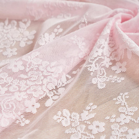YJ YANJUN pink lace curtains filter daylight for a soft glow in bedrooms.
