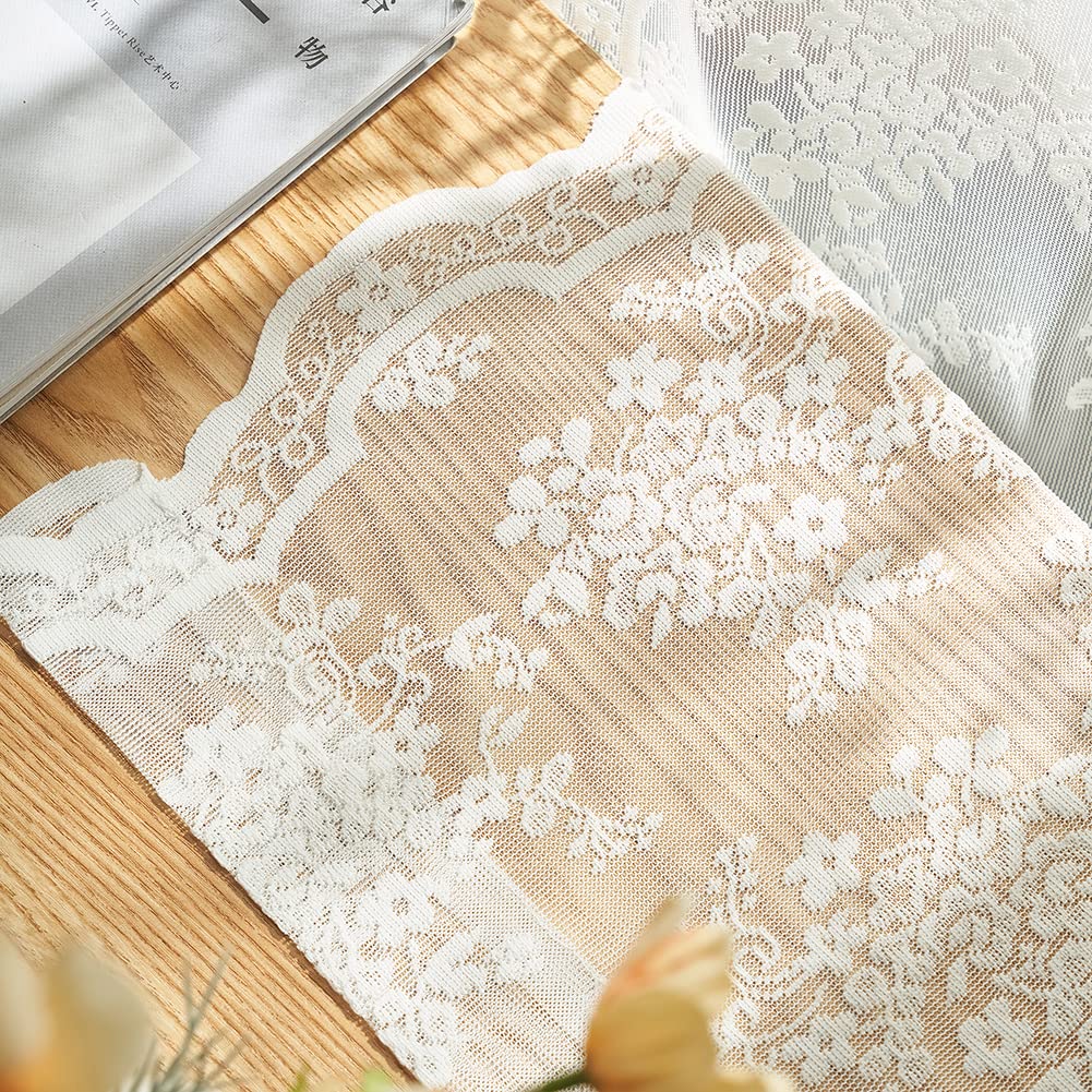 YJ YANJUN cream lace curtains provide tasteful privacy while brightening spaces.
